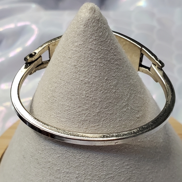 Vintage Baby Girls Alpaca Mexico Silver Pink Abalone and Floral Bracelet - Picture 2 of 10